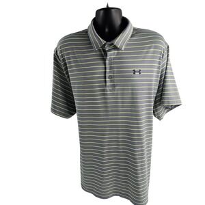 Under Armour The Playoff Polo XXL‎ Gray Green Striped Golf Athletic Shirt